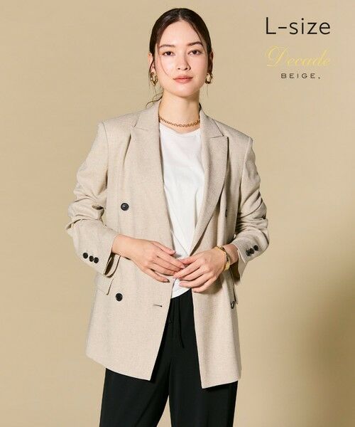 BEIGE, / ベイジ, テーラードジャケット | 【L-size】CAROLE / リネンライク ダブルジャケット（Sand）