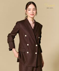 BEIGE, / ベイジ, テーラードジャケット | CAROLE / リネンライク ダブルジャケット