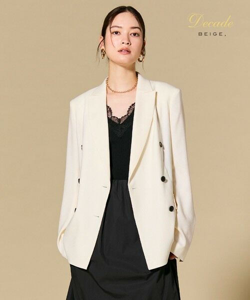 BEIGE, / ベイジ, テーラードジャケット | CAROLE / リネンライク ダブルジャケット（Ecru）