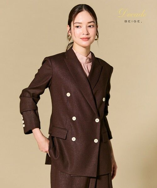 BEIGE, / ベイジ, テーラードジャケット | CAROLE / リネンライク ダブルジャケット（Bordeaux）