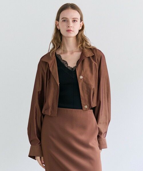 BEIGE, / ベイジ, ブルゾン | SULFUR / シルク混ショート丈バルーンブルゾン（Brown）