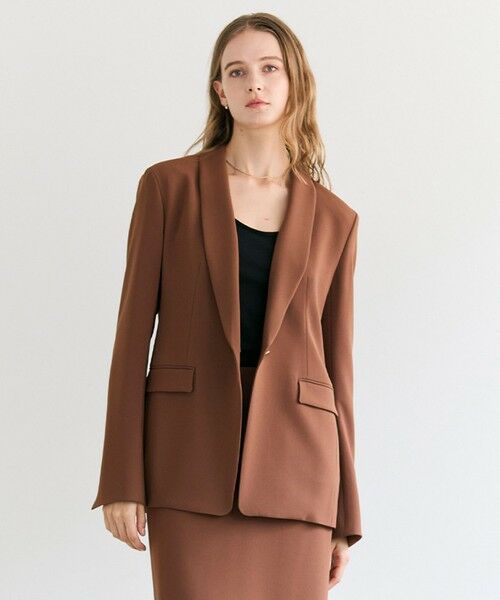 BEIGE, / ベイジ, テーラードジャケット | 【VERY NaVY掲載】GYPSUM / シルキータッチ ショールカラージャケット（Brown）