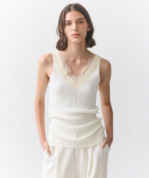 BEIGE, / ベイジ, ニット・セーター | 【VERY NaVY掲載】RUBY / レーストリム リブタンクトップ（Ecru）