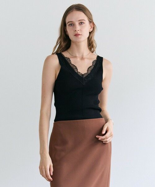 BEIGE, / ベイジ, ニット・セーター | 【VERY NaVY掲載】RUBY / レーストリム リブタンクトップ（Black）