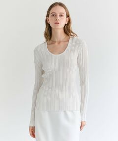 BEIGE, / ベイジ, ニット・セーター | LABRADO / ランダムリブ Uネックニット