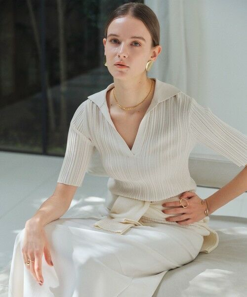 BEIGE, / ベイジ, ニット・セーター | LABRADO / ランダムリブ スキッパーニット（Ecru）