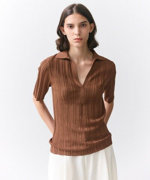 BEIGE, / ベイジ, ニット・セーター | LABRADO / ランダムリブ スキッパーニット（Brown）