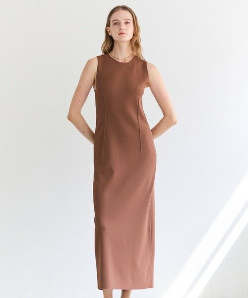 BEIGE, / ベイジ, ロング・マキシ丈ワンピース | LABRADO / ダーツニット ロングワンピース（Brown）