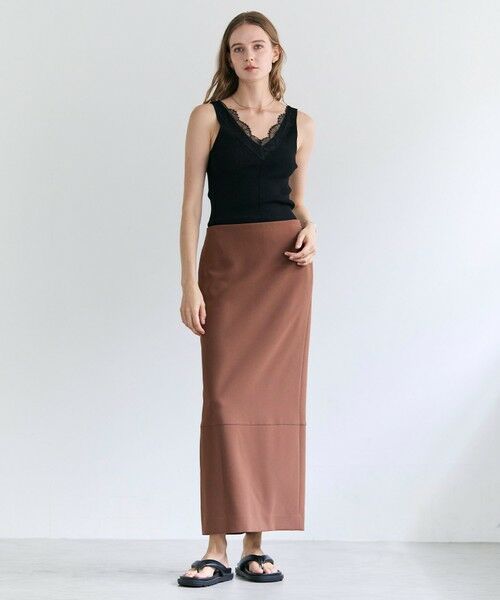 BEIGE, / ベイジ, ミニ・ひざ丈スカート | 【VERY NaVY掲載】GYPSUM / シルキータッチ  Iラインロングスカート | 詳細5