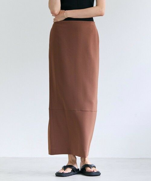 BEIGE, / ベイジ, ミニ・ひざ丈スカート | 【VERY NaVY掲載】GYPSUM / シルキータッチ  Iラインロングスカート（Brown）