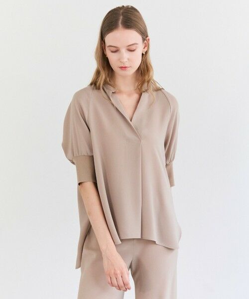 BEIGE, / ベイジ, シャツ・ブラウス | FLEUR / 異素材カフス スタンドカラーブラウス | 詳細10