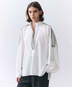 BEIGE, / ベイジ, シャツ・ブラウス | AXI / 刺繍ステッチ ドルマンスタンドブラウス
