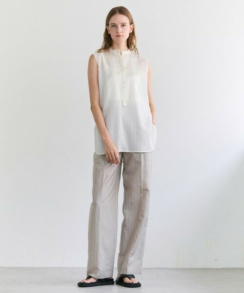 BEIGE, / ベイジ, シャツ・ブラウス | GOSHE / サテン切替 シアースタンドブラウス | 詳細2