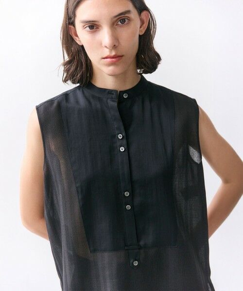 BEIGE, / ベイジ, シャツ・ブラウス | GOSHE / サテン切替 シアースタンドブラウス | 詳細5