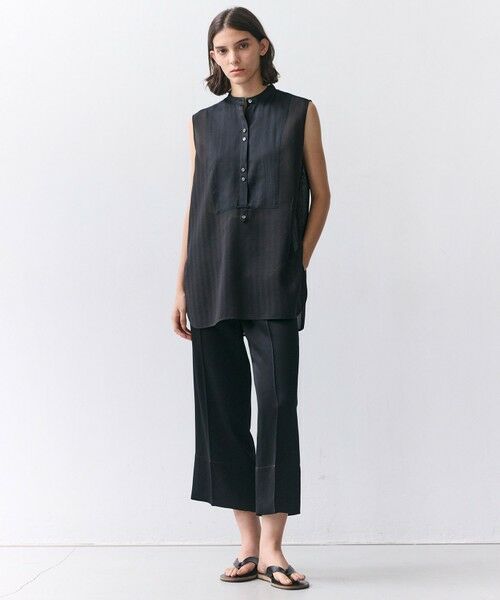 BEIGE, / ベイジ, シャツ・ブラウス | GOSHE / サテン切替 シアースタンドブラウス | 詳細7