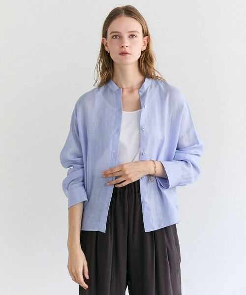 BEIGE, / ベイジ, シャツ・ブラウス | HALITE / リネンシアー オーバーサイズシャツ（Sax）