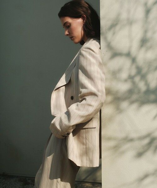 BEIGE, / ベイジ, テーラードジャケット | ERYTH / リネンストライプダブルジャケット | 詳細1