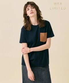 BEIGE, / ベイジ, カットソー | TORENIA / レザーポケットコットンクルーネックTシャツ