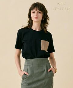 BEIGE, / ベイジ, カットソー | TORENIA / レザーポケットコットンクルーネックTシャツ