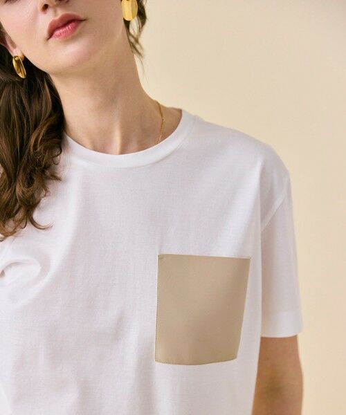 BEIGE, / ベイジ, カットソー | TORENIA / レザーポケットコットンクルーネックTシャツ | 詳細2
