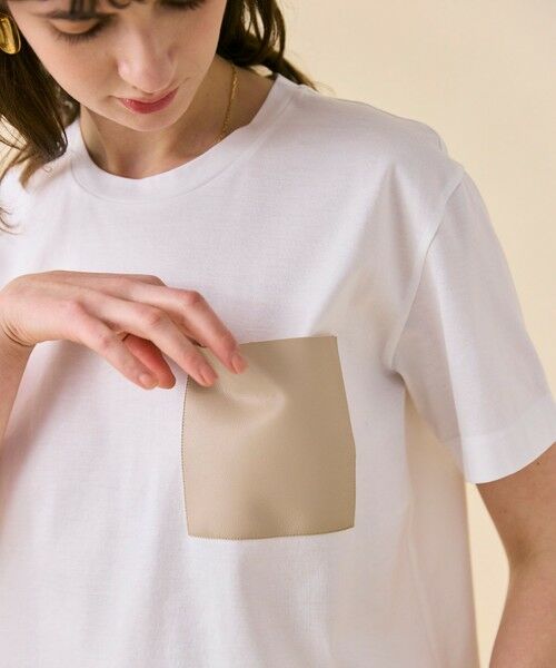 BEIGE, / ベイジ, カットソー | 【定番・再入荷】TORENIA / レザーポケットコットンクルーネックTシャツ | 詳細1