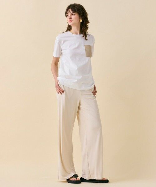 BEIGE, / ベイジ, カットソー | 【定番・再入荷】TORENIA / レザーポケットコットンクルーネックTシャツ | 詳細3