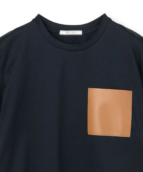 BEIGE, / ベイジ, カットソー | TORENIA / レザーポケットコットンクルーネックTシャツ | 詳細5