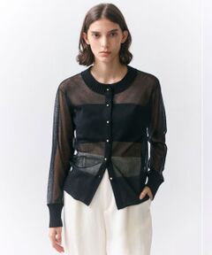 BEIGE, / ベイジ, ニット・セーター | PYRRHOT / シアーコンビ リブカーディガン