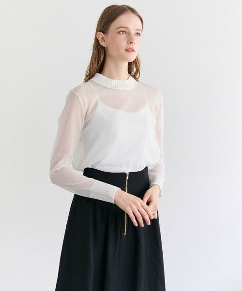 BEIGE, / ベイジ, ニット・セーター | PYRRHOT / シアーコンビ バックスリットプルオーバー（Ecru）