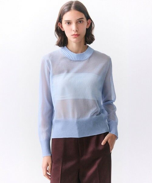 BEIGE, / ベイジ, ニット・セーター | PYRRHOT / シアーコンビ バックスリットプルオーバー（Sax）