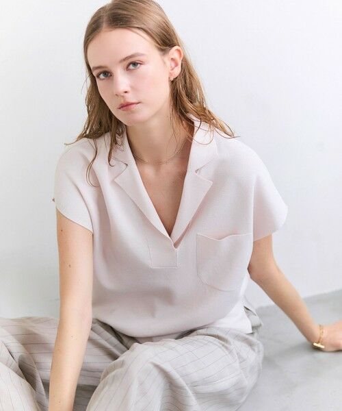 BEIGE, / ベイジ, ニット・セーター | NADIA / ストレッチ スキッパーニット（Pink）