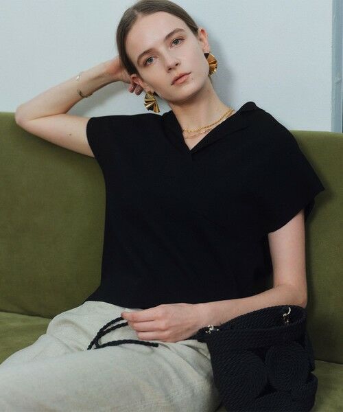 BEIGE, / ベイジ, ニット・セーター | NADIA / ストレッチ スキッパーニット（Black）