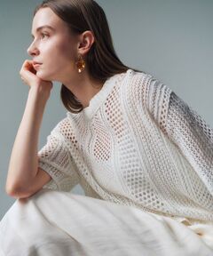 BEIGE, / ベイジ, ニット・セーター | ATACAM / パターンメッシュ ハーフニット