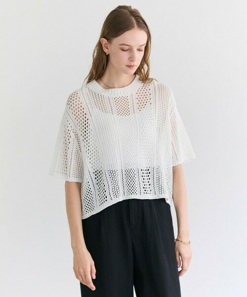 BEIGE, / ベイジ, ニット・セーター | ATACAM / パターンメッシュ ハーフニット | 詳細2