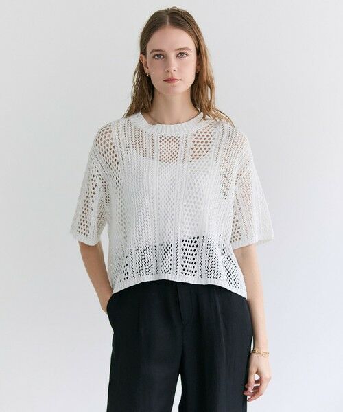 BEIGE, / ベイジ, ニット・セーター | ATACAM / パターンメッシュ ハーフニット | 詳細3