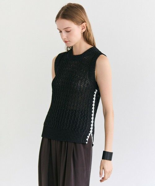 BEIGE, / ベイジ, ニット・セーター | ATACAM / テープヤーン ノースリーブニット（Black）