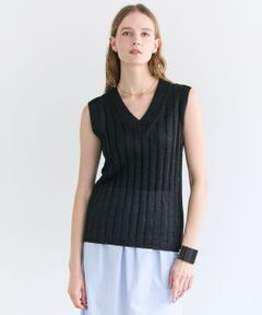 BEIGE, / ベイジ, ニット・セーター | OPTICAL /  ペーパーヤーン Vネックリブニット