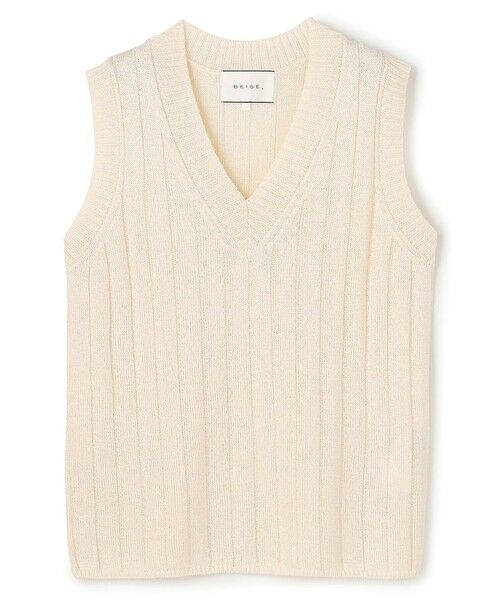 BEIGE, / ベイジ, ニット・セーター | OPTICAL /  ペーパーヤーン Vネックリブニット | 詳細4