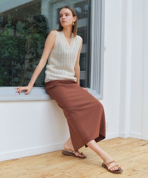 BEIGE, / ベイジ, ニット・セーター | OPTICAL /  ペーパーヤーン Vネックリブニット | 詳細2