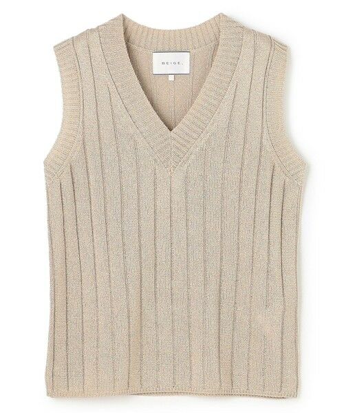 BEIGE, / ベイジ, ニット・セーター | OPTICAL /  ペーパーヤーン Vネックリブニット | 詳細8
