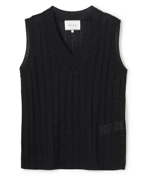 BEIGE, / ベイジ, ニット・セーター | OPTICAL /  ペーパーヤーン Vネックリブニット | 詳細11
