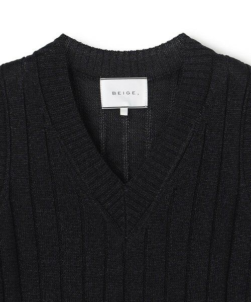 BEIGE, / ベイジ, ニット・セーター | OPTICAL /  ペーパーヤーン Vネックリブニット | 詳細13