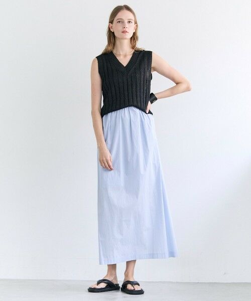 BEIGE, / ベイジ, ニット・セーター | OPTICAL /  ペーパーヤーン Vネックリブニット | 詳細9