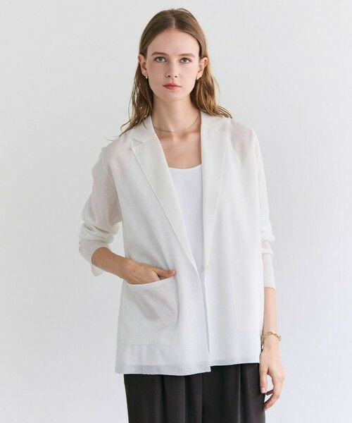 BEIGE, / ベイジ, ニット・セーター | PYRRHOT / シアーコンビ ニットジャケット（Ecru）