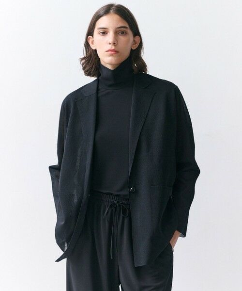BEIGE, / ベイジ, ニット・セーター | PYRRHOT / シアーコンビ ニットジャケット（Black）