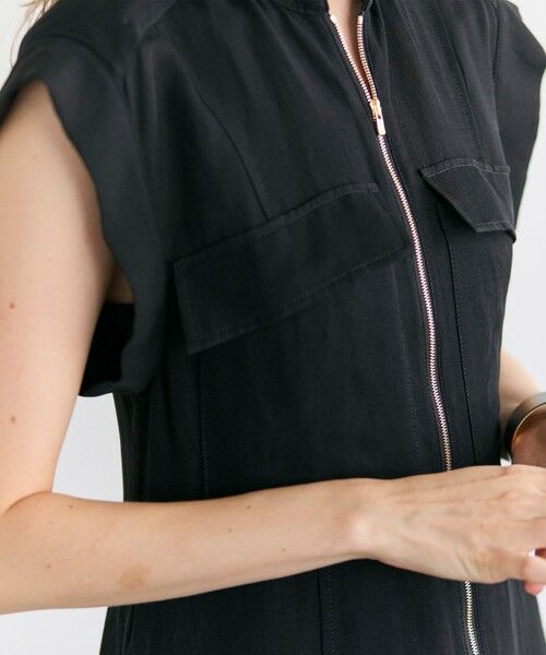 BEIGE, / ベイジ, ロング・マキシ丈ワンピース | BERNARD / リネン混 フロントジップ スタンドカラードレス | 詳細4