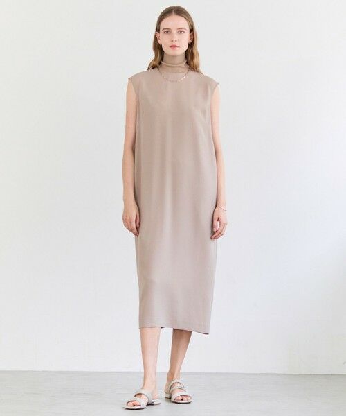 BEIGE, / ベイジ, ロング・マキシ丈ワンピース | FLEUR / 異素材ネック ロングワンピース | 詳細4