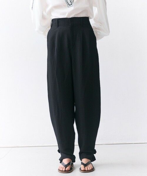 BEIGE, / ベイジ, その他パンツ | BERNARD / リネン混 ヘムタグ 2WAYパンツ（Black）