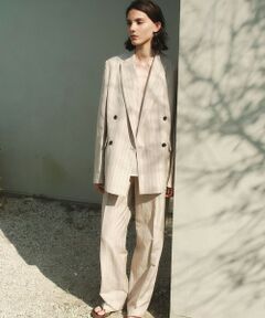 BEIGE, / ベイジ, その他パンツ | ERYTH / リネンストライプ タックワイドパンツ