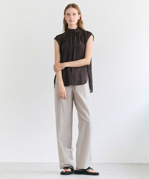 BEIGE, / ベイジ, その他パンツ | ERYTH / リネンストライプ タックワイドパンツ | 詳細10